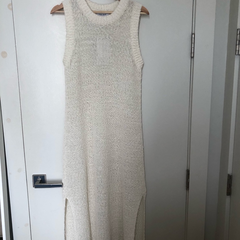 & Other Stories Cream Sleeveless Silk-Blend Midi Dress